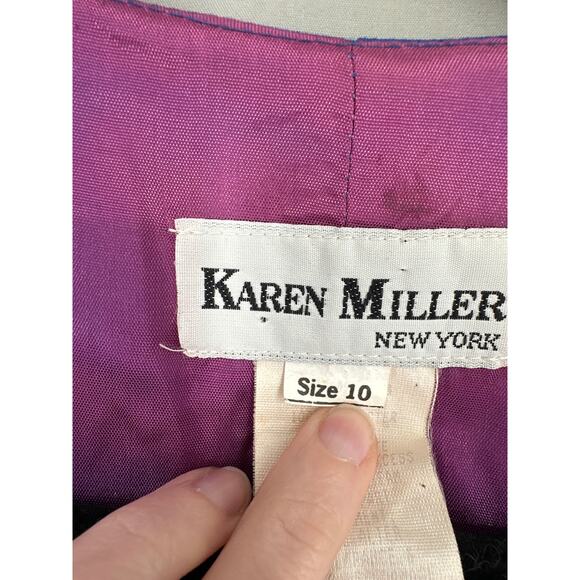 80s Vintage Jacket Womens Medium Blue Cobalt Satin Trim Snap Front Retro 90s - Picture 3 of 11